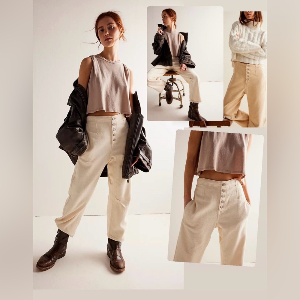 We The Free Cream Boyfriend Jeans Relaxed Fit